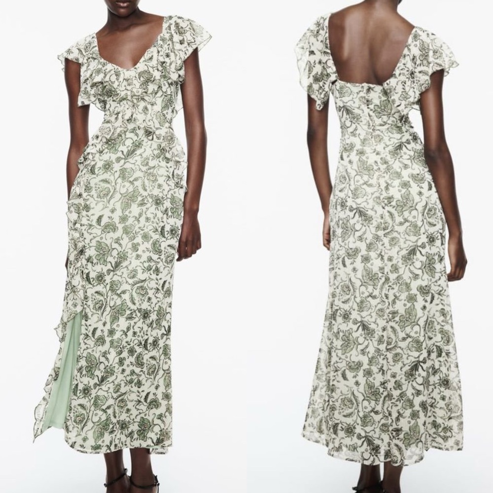 Zara Ruffled Printed Dress